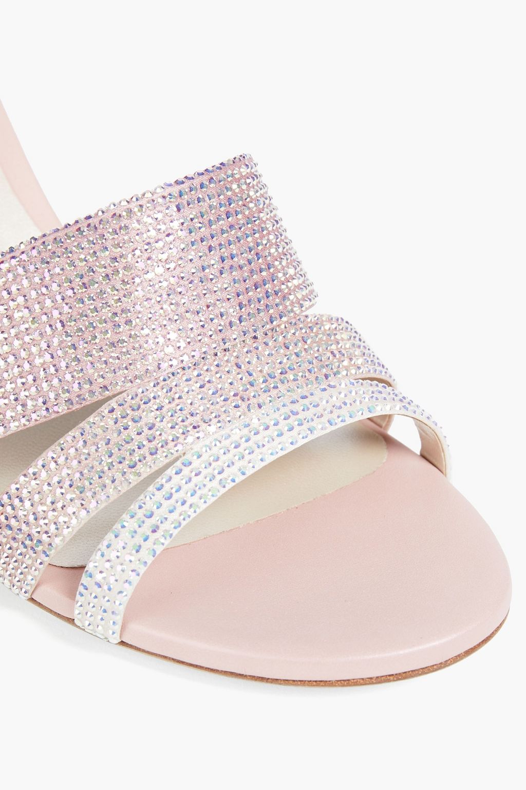 Blush Virginie cutout crystal-embellished satin mules | RENE' CAOVILLA | THE OUTNET