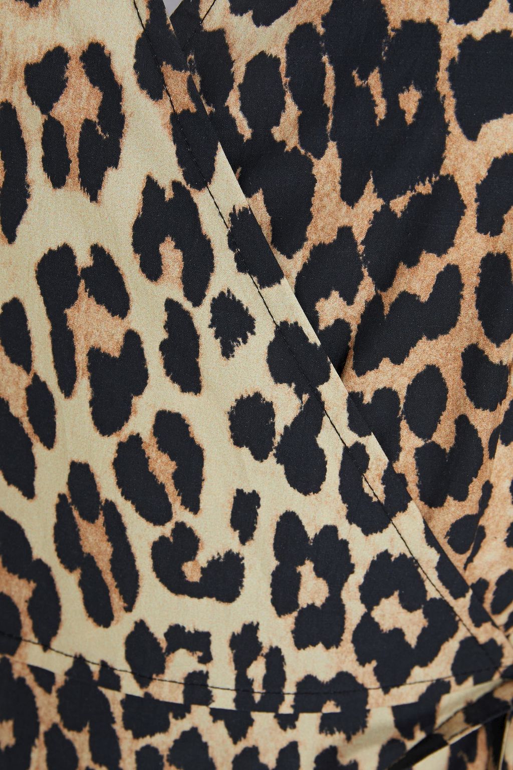 GANNI Layered leopard-print cotton-poplin midi wrap dress