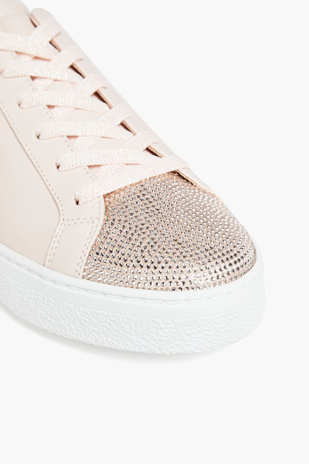 RENE' CAOVILLA Crystal-embellished leather sneakers