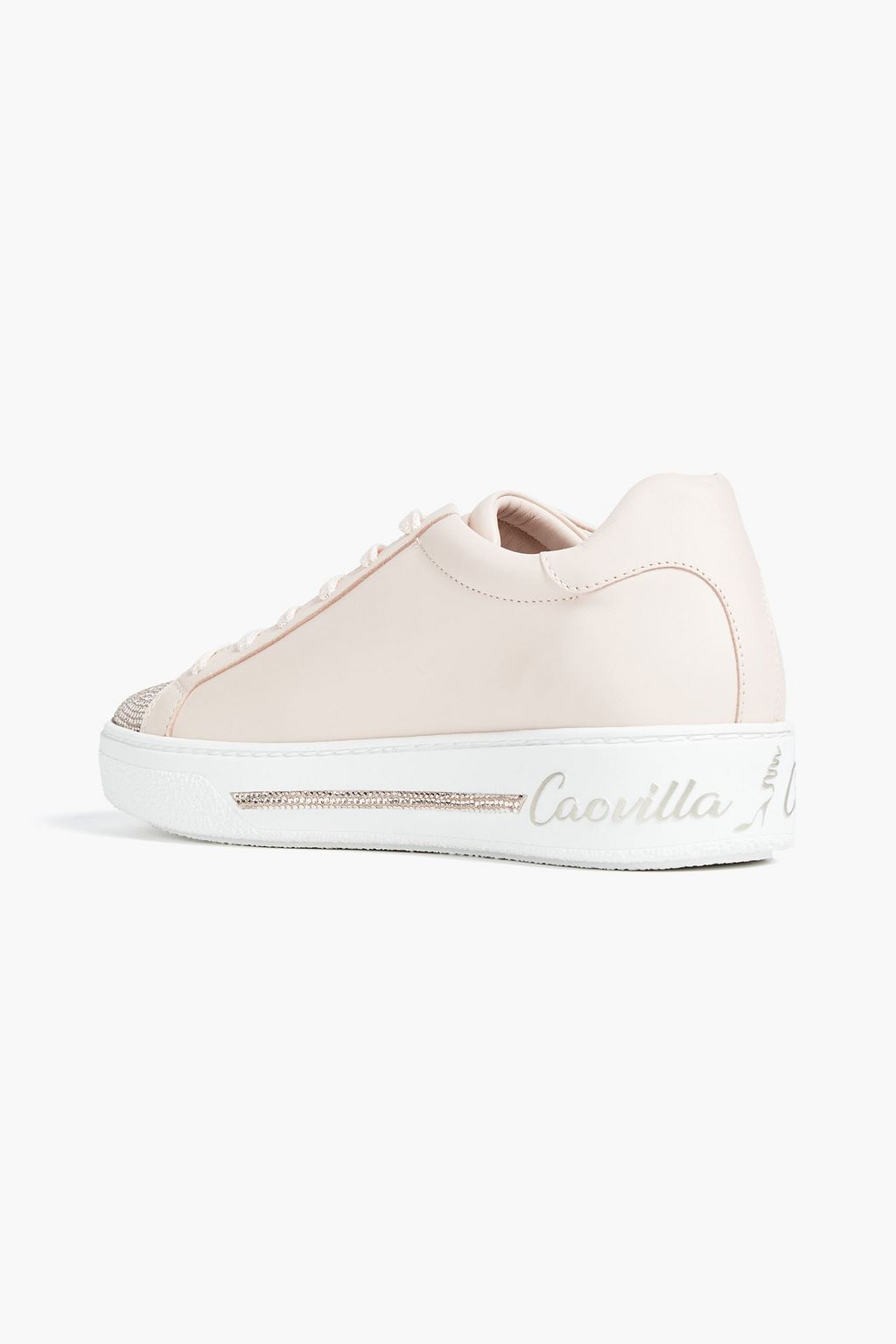 RENE' CAOVILLA Crystal-embellished leather sneakers