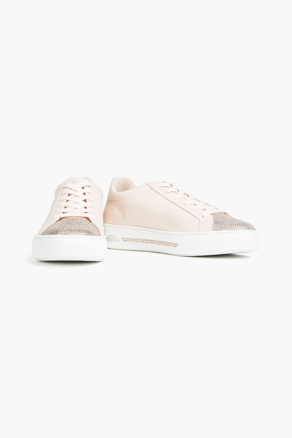 RENE' CAOVILLA Crystal-embellished leather sneakers