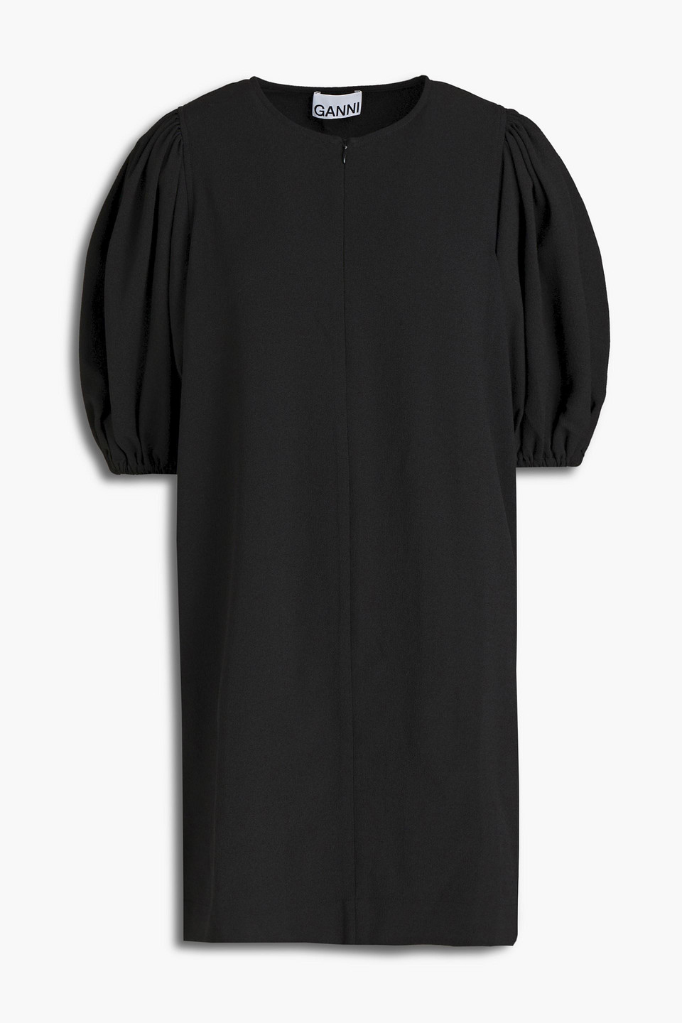 ganni - crepe mini dress - black - eu 36