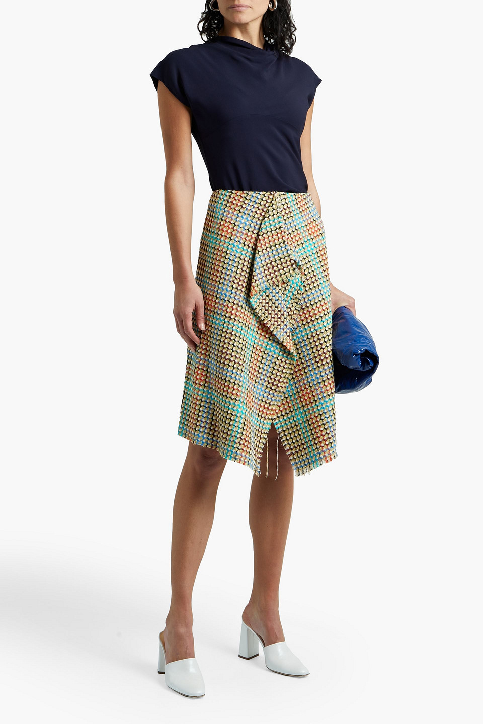 Paul Smith Draped Crepe Top In Navy