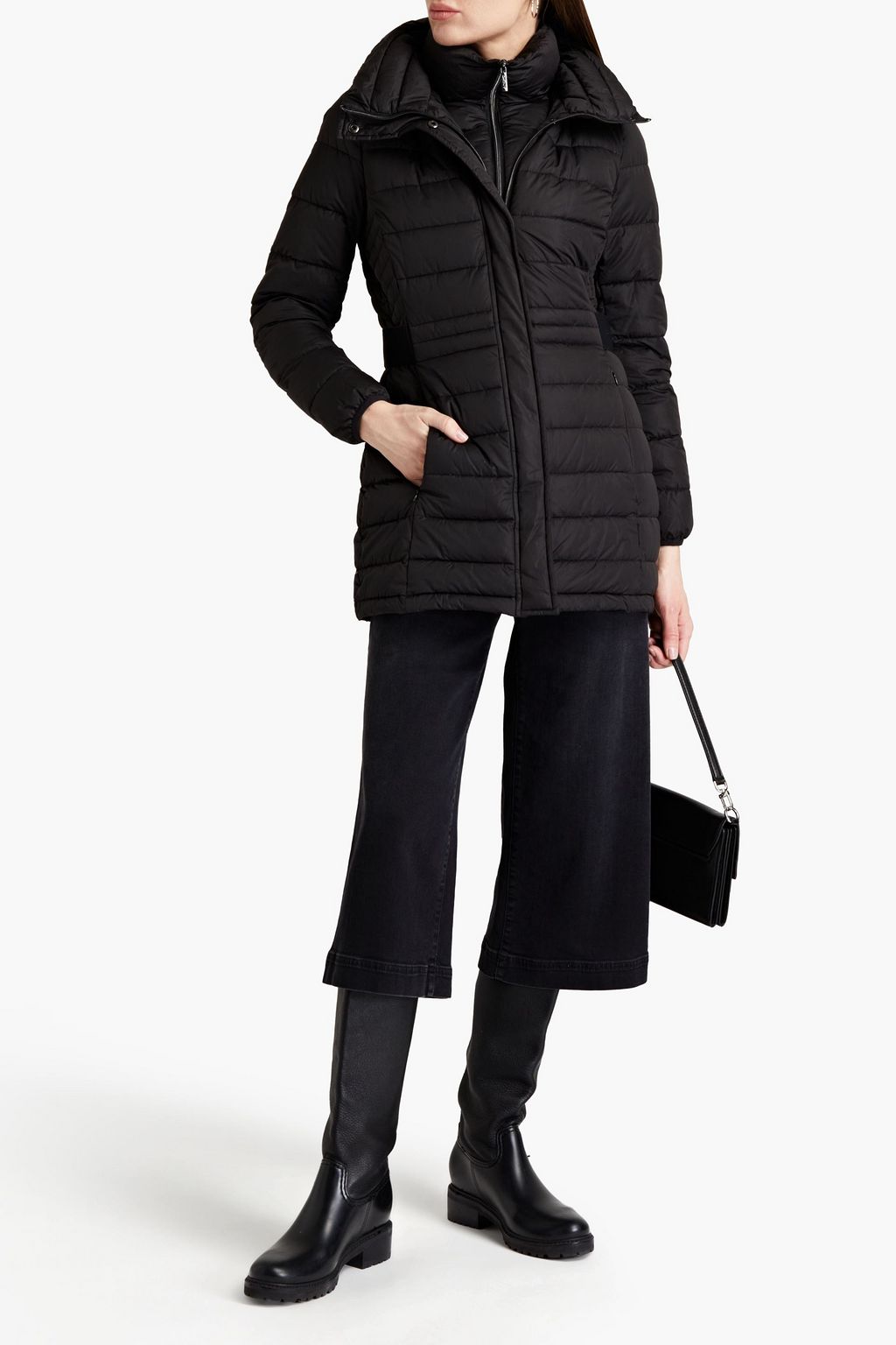 DKNY Quilted shell hooded down coat
