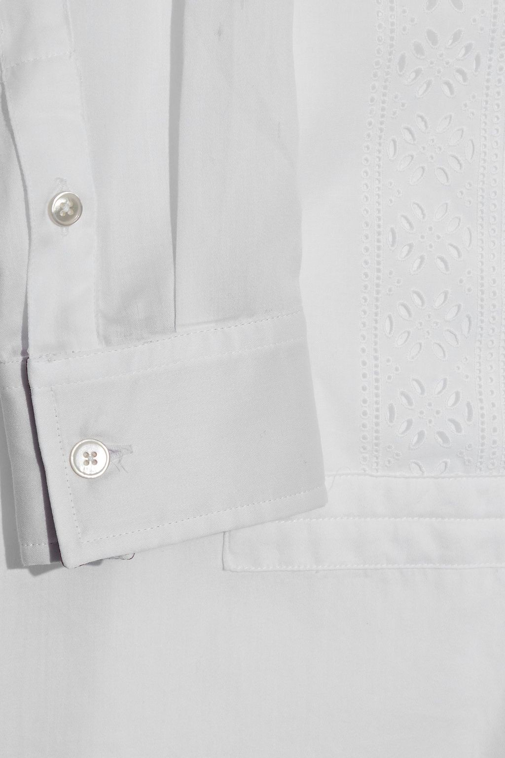 PAUL SMITH Broderie anglaise-paneled cotton-poplin top