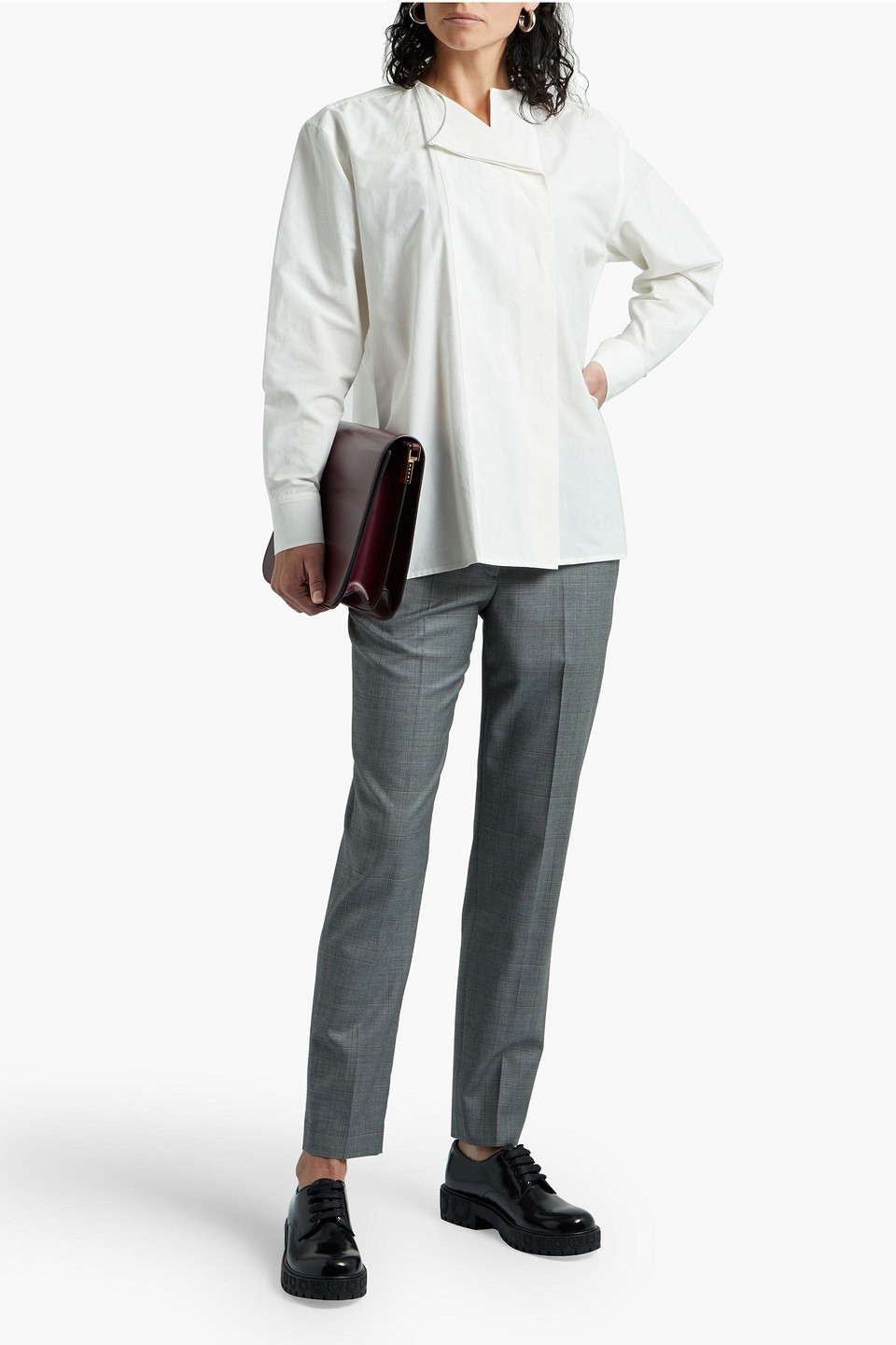 Paul Smith Cotton And Silk-blend Poplin Top In Ivory