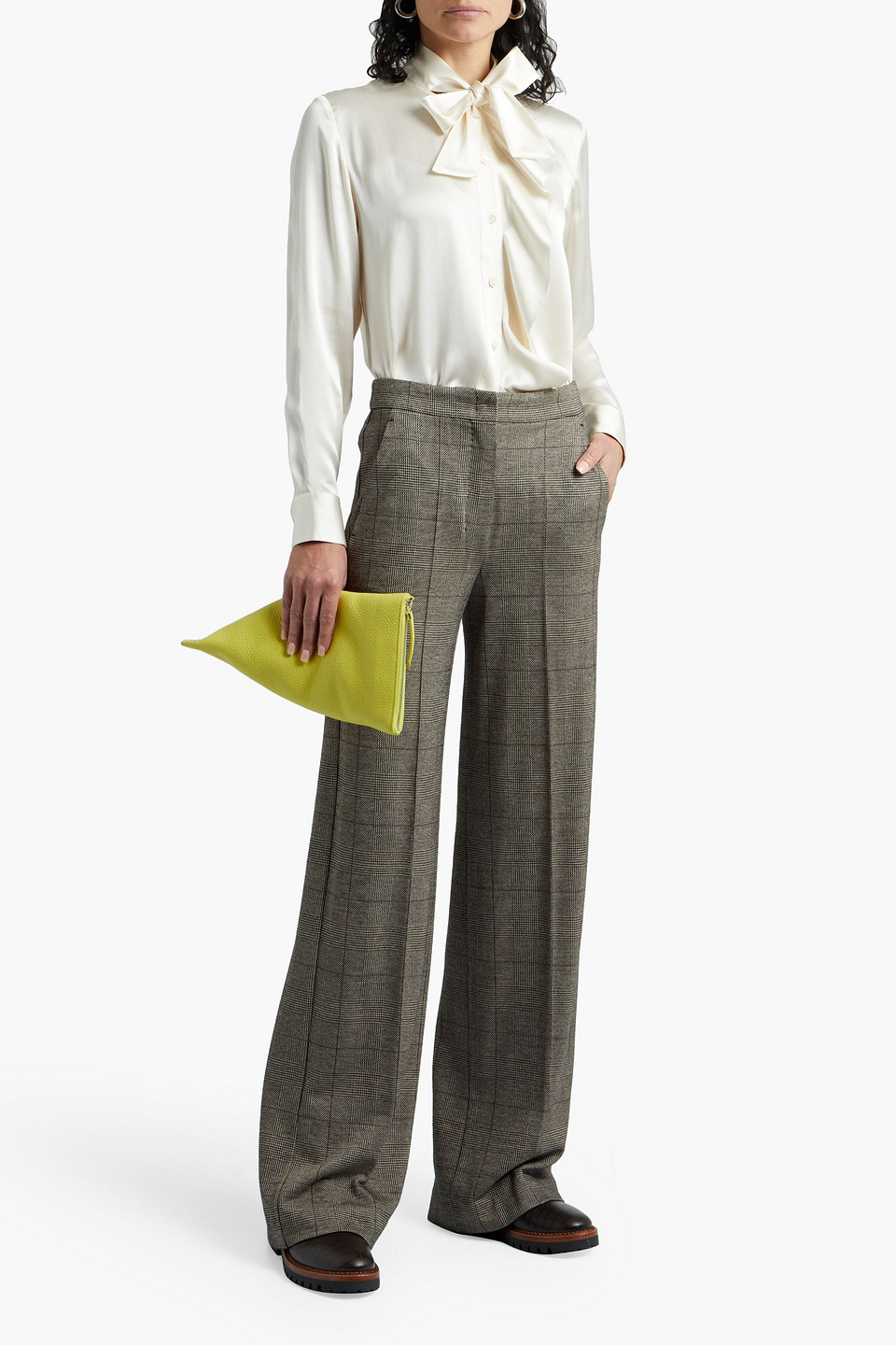 Paul Smith Pussy-bow Draped Silk-satin Crepe Top In Cream