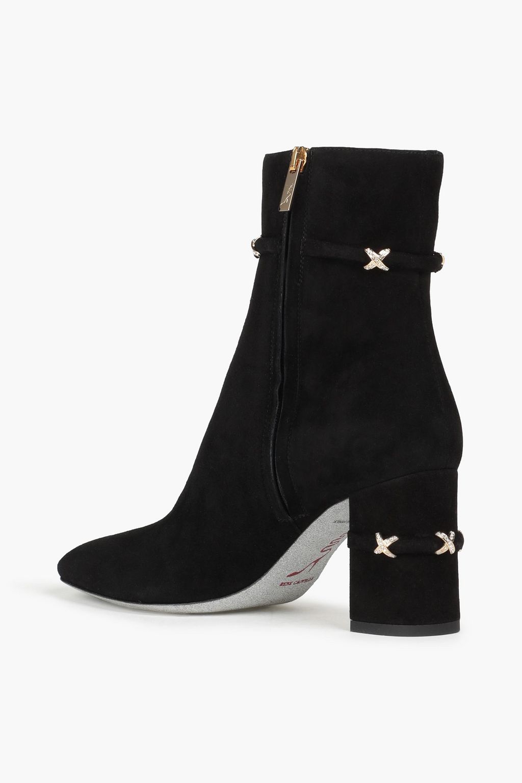 RENE' CAOVILLA Carrie crystal-embellished suede ankle boots