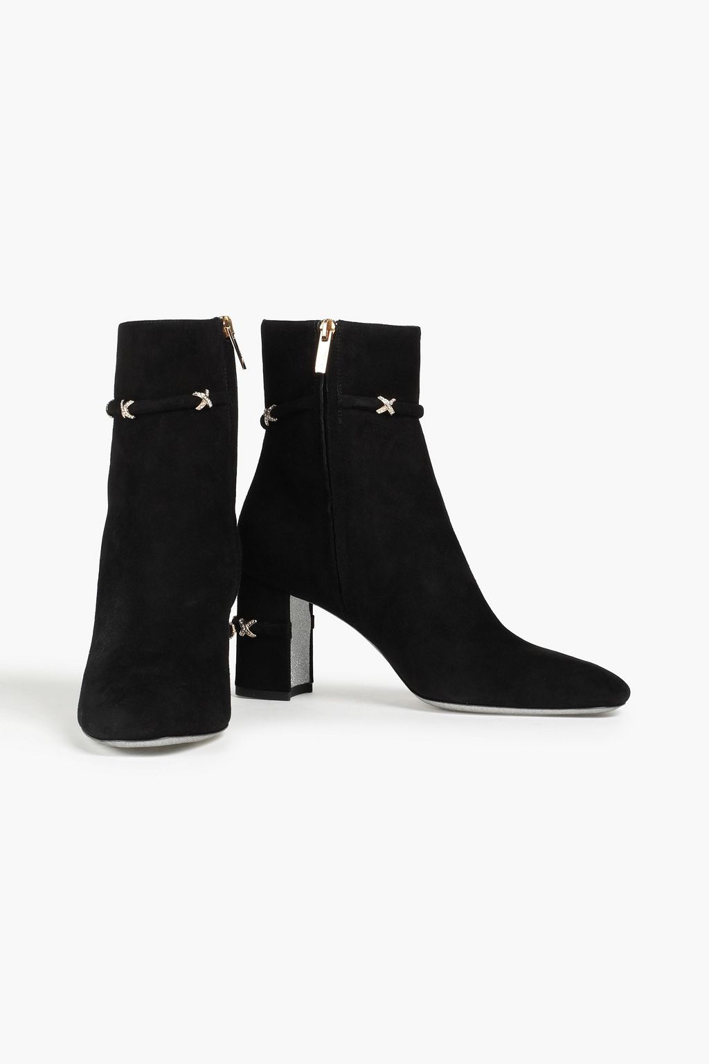 RENE' CAOVILLA Carrie crystal-embellished suede ankle boots