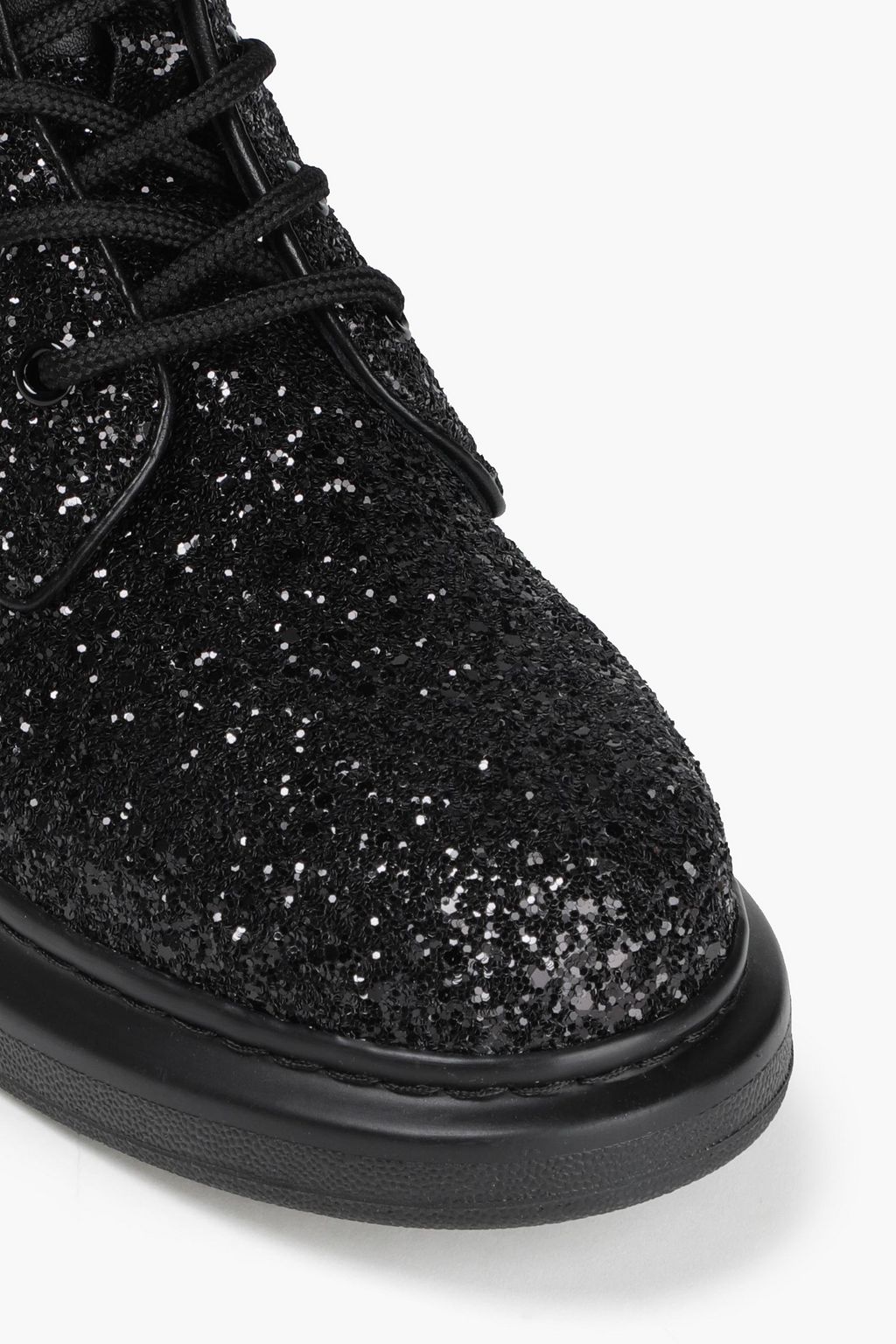 STELLA MCCARTNEY Glittered woven combat boots