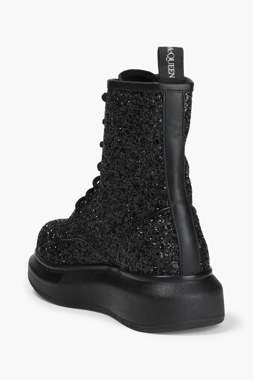 STELLA MCCARTNEY Glittered woven combat boots