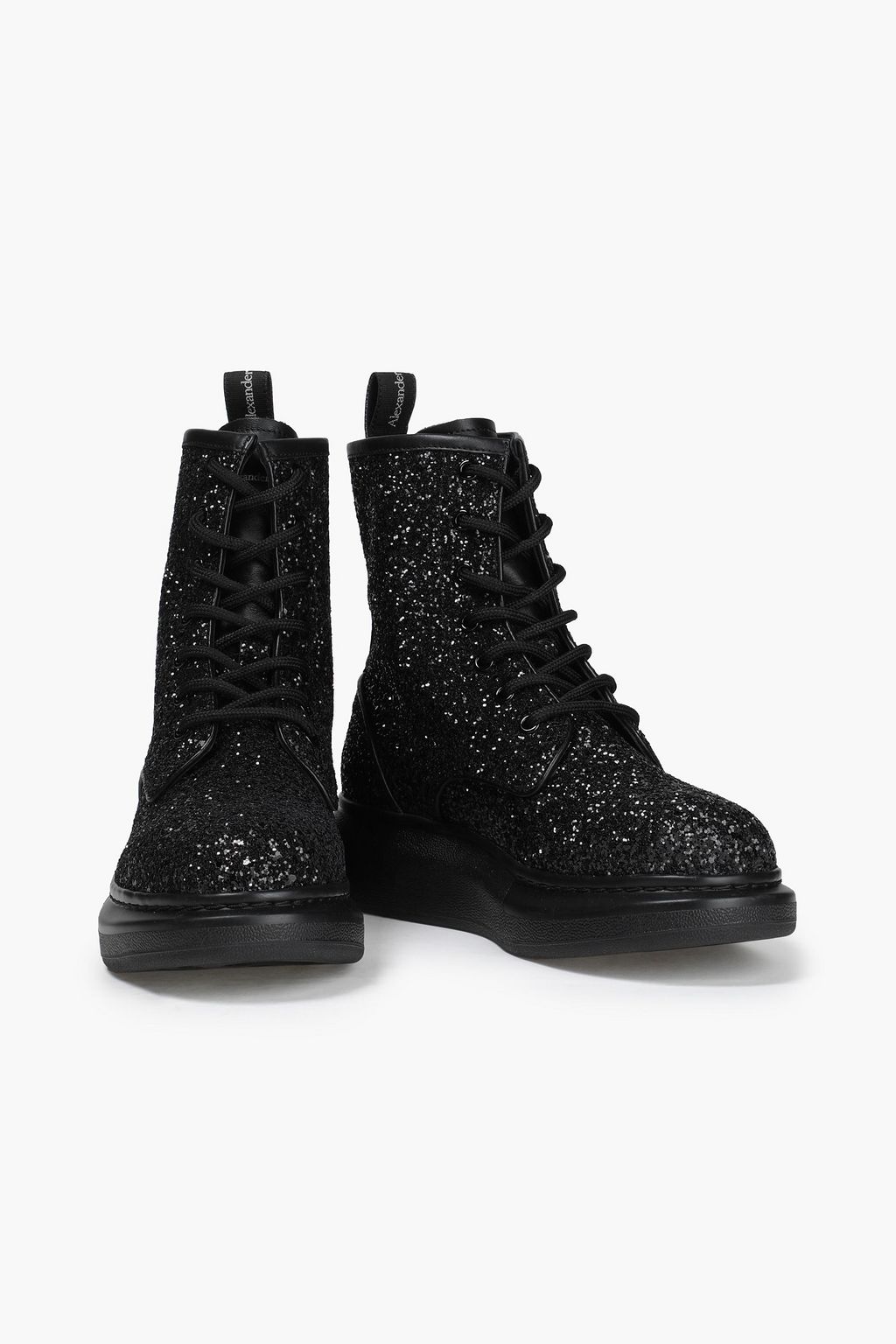 STELLA MCCARTNEY Glittered woven combat boots