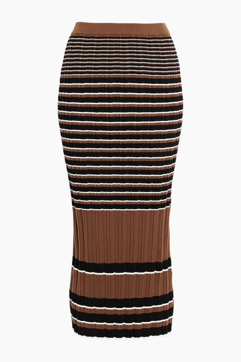 THEORY Striped ribbed cotton-blend midi skirt | THE OUTNET