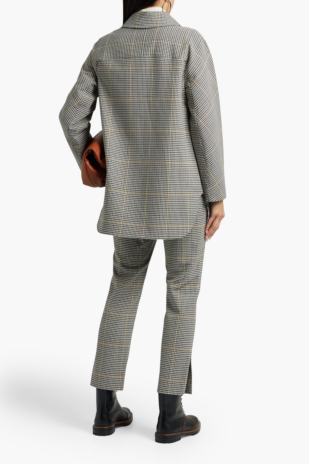 THEORY Cropped checked woven straight-leg pants