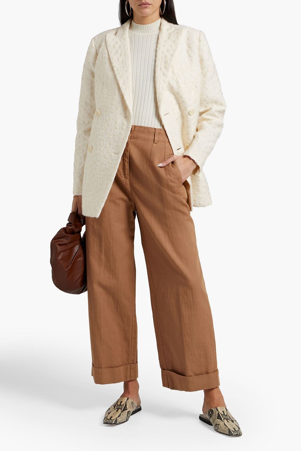ASPESI Double-breasted brushed jacquard blazer