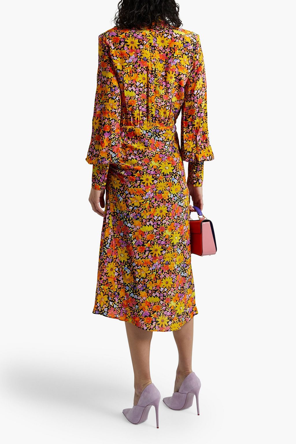 REBECCA VALLANCE Arles ruched floral-print crepe de chine midi dress