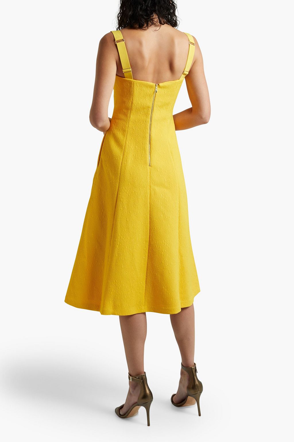 REBECCA VALLANCE Calla V cloqué midi dress