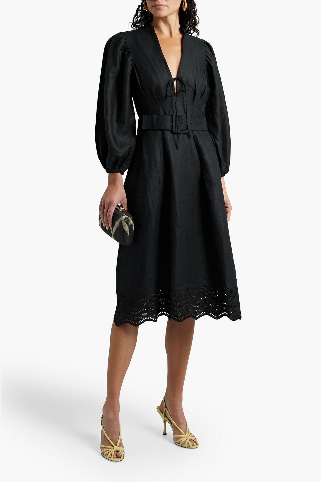 REBECCA VALLANCE Zahara belted linen mini dress