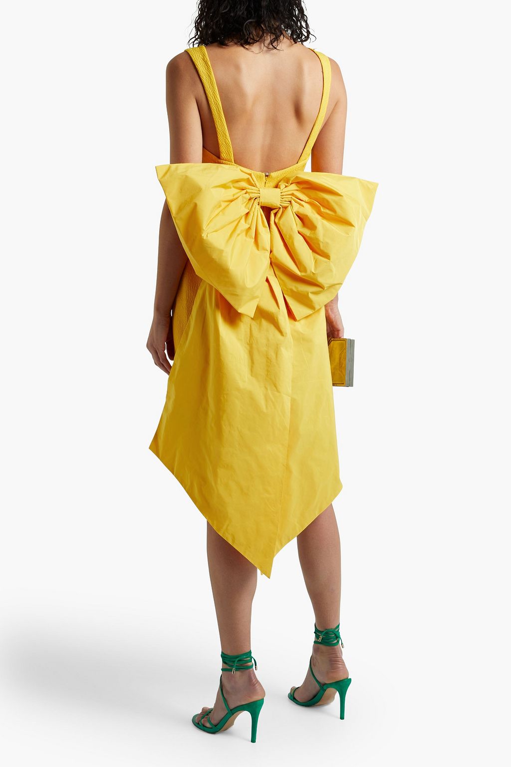 REBECCA VALLANCE Calla bow-embellished taffeta-paneled cloqué mini dress