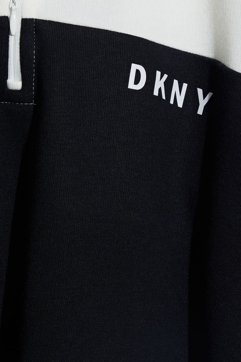DKNY Printed two-tone French cotton-blend terry mini dress