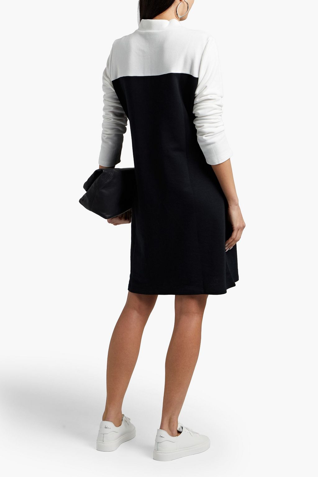 DKNY Printed two-tone French cotton-blend terry mini dress