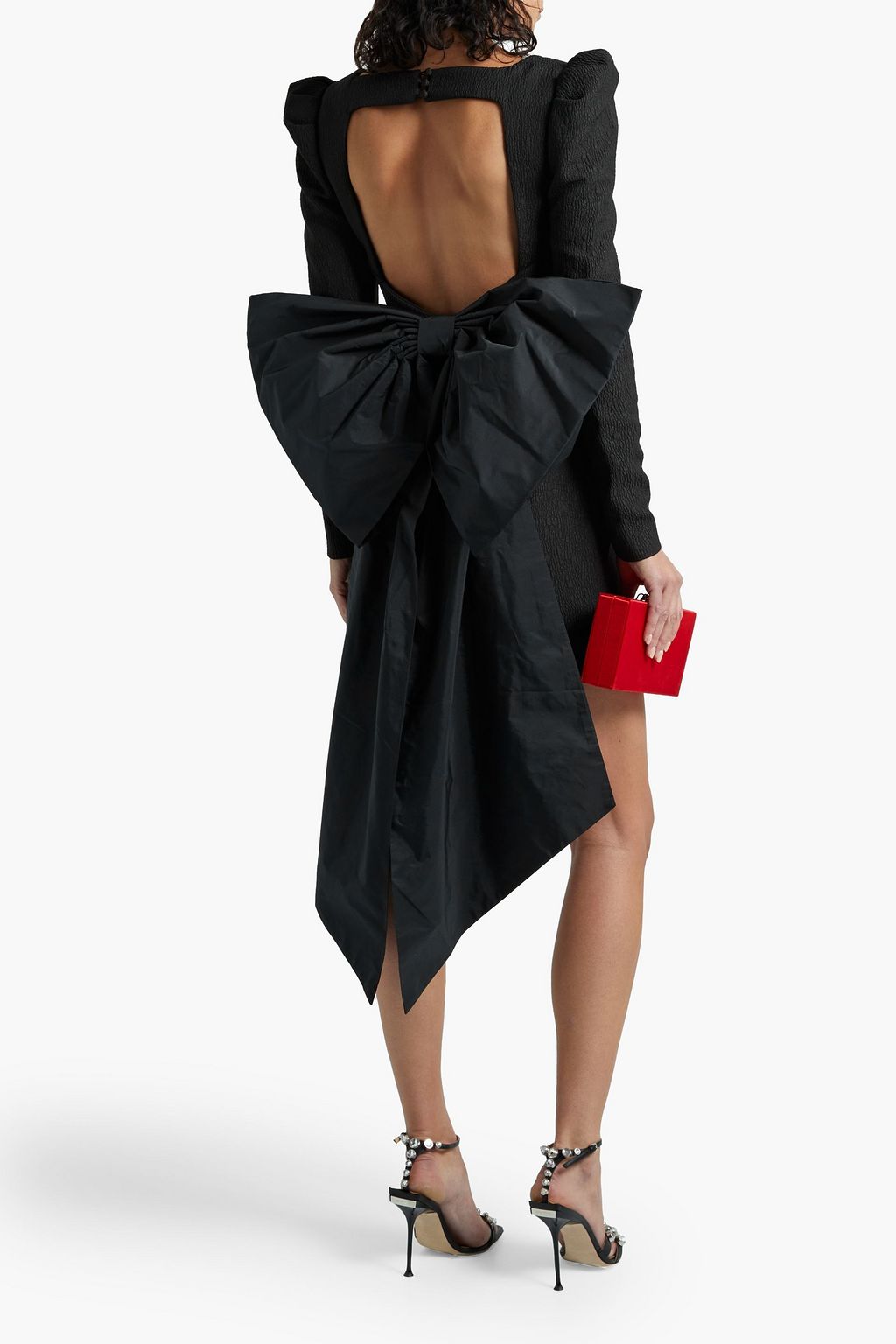 REBECCA VALLANCE Cutout bow-embellished cloqué mini dress