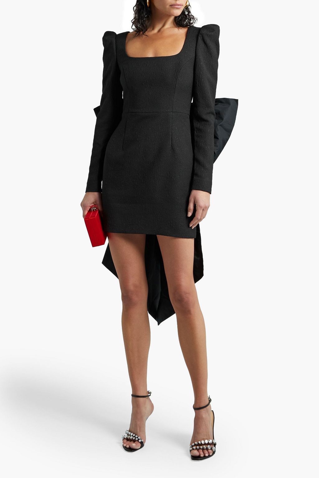 REBECCA VALLANCE Cutout bow-embellished cloqué mini dress