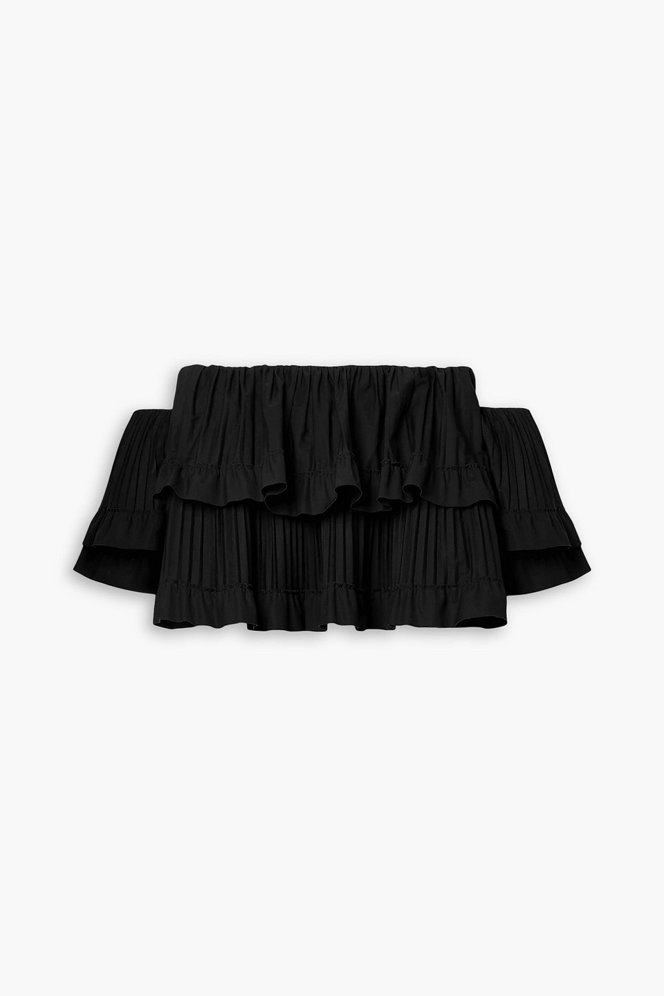 Brandon Maxwell Off-the-shoulder Tiered Poplin Top In Black