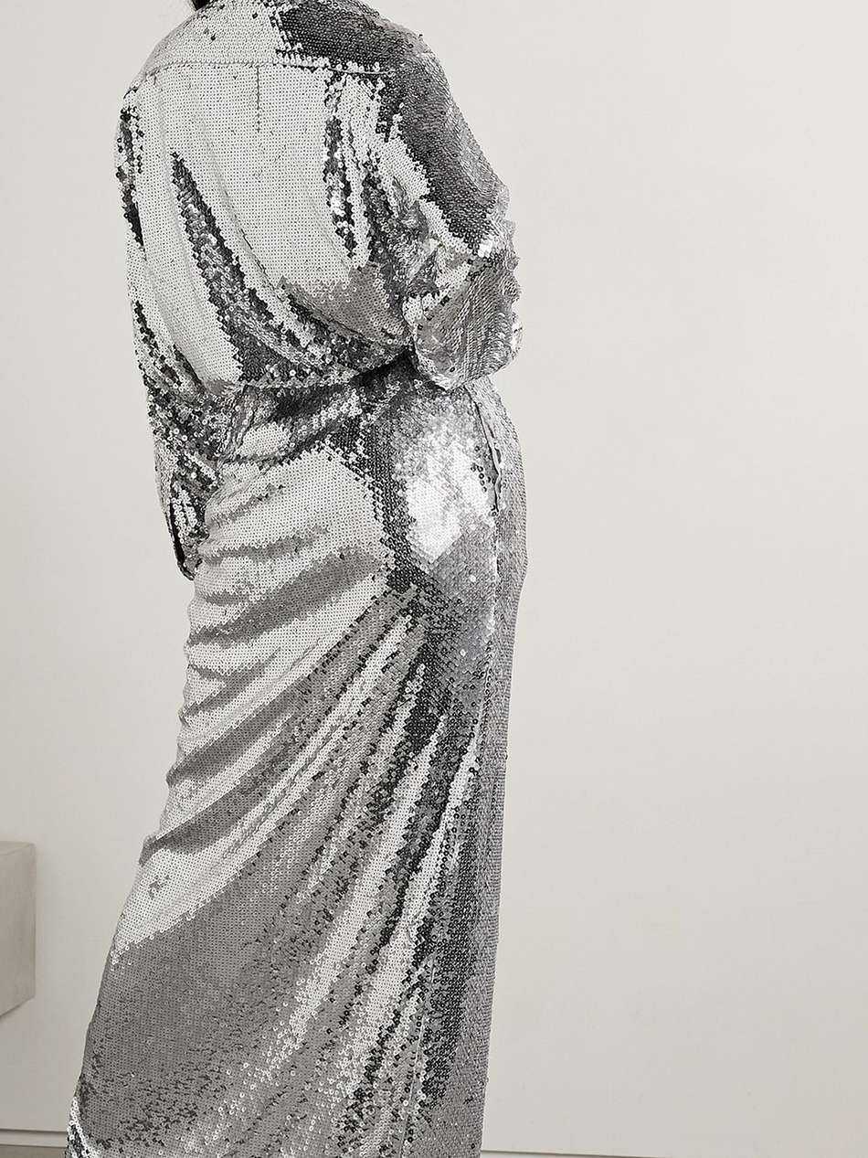 sequined tulle maxi shirt dress