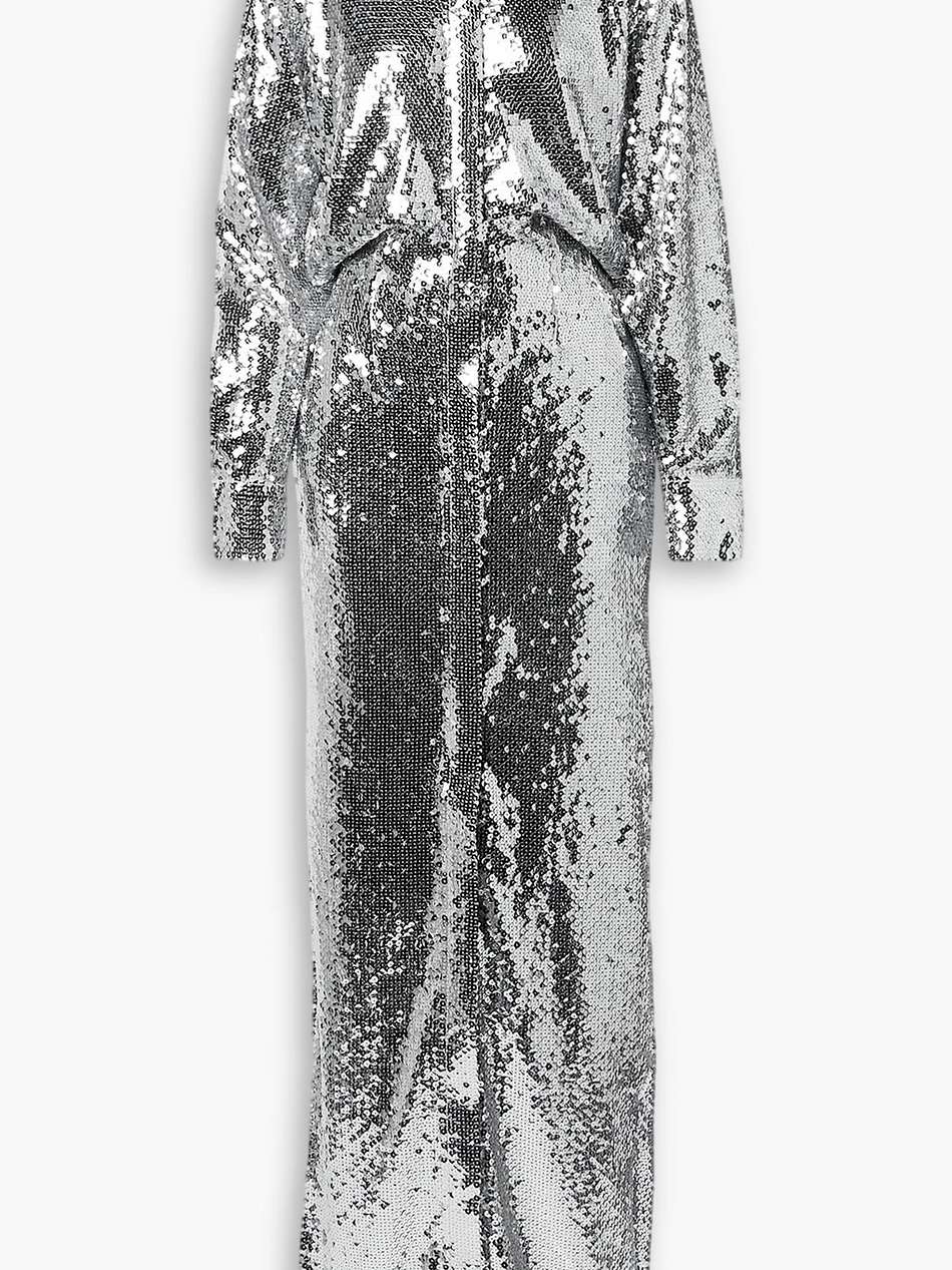 sequined tulle maxi shirt dress
