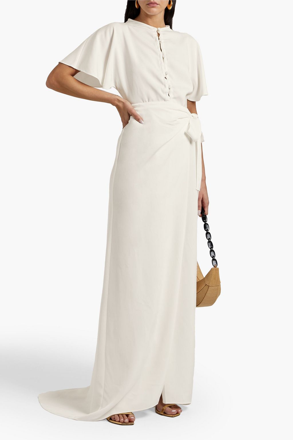 VANESSA COCCHIARO Rita satin-crepe maxi wrap skirt