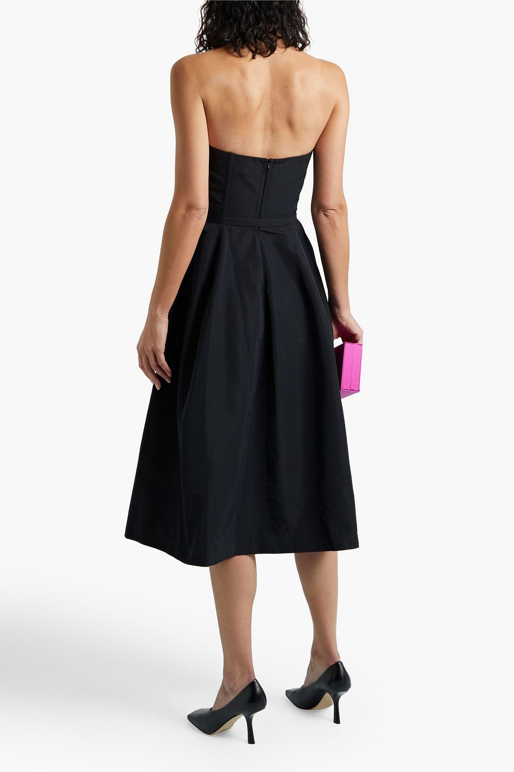 ASPESI Strapless belted cotton-blend faille dress