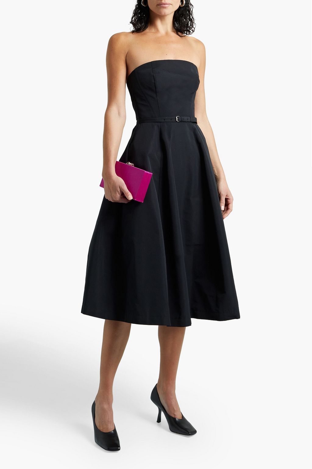 ASPESI Strapless belted cotton-blend faille dress