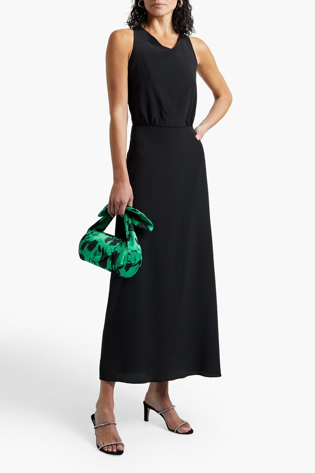 ASPESI Gathered silk crepe de chine maxi dress