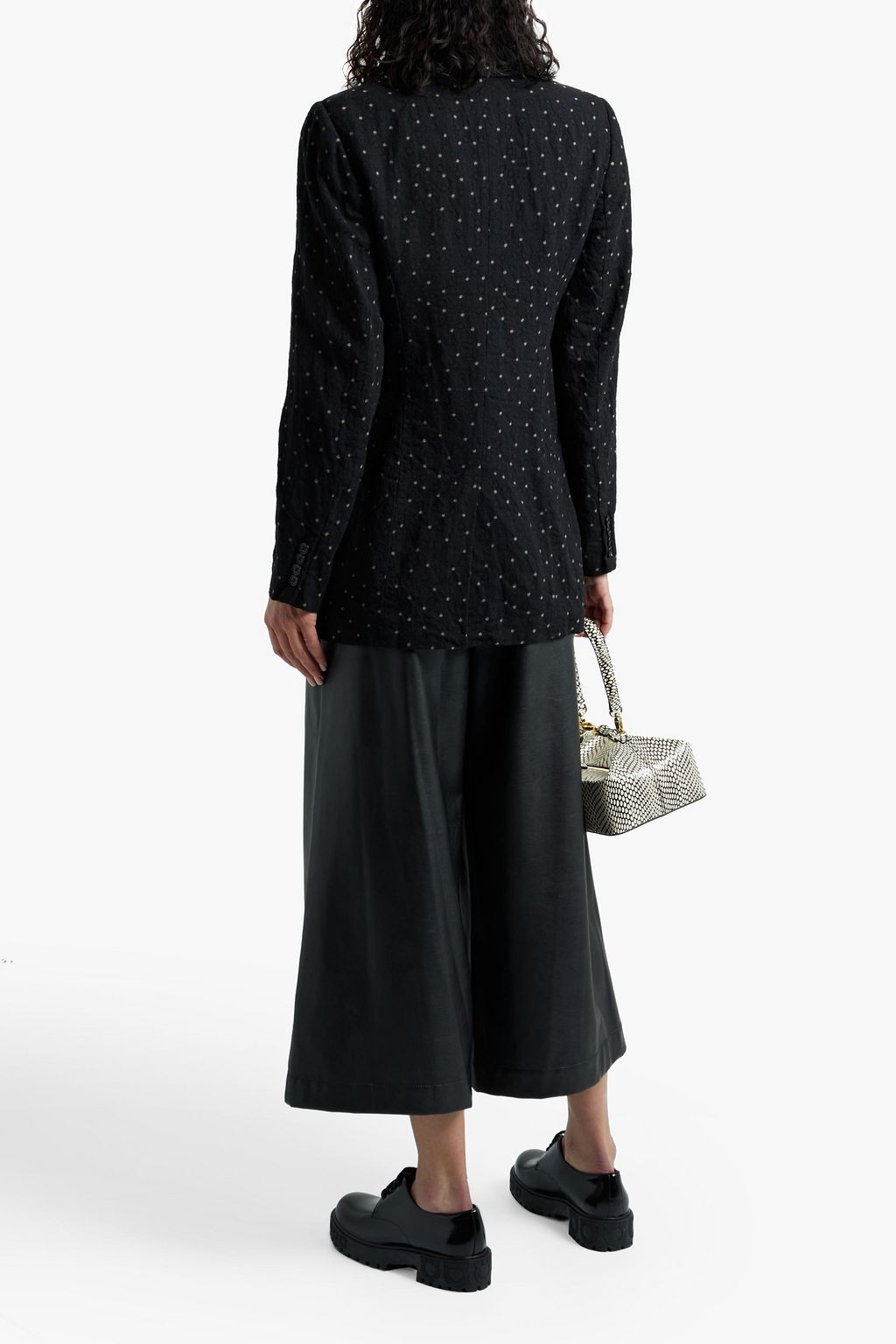 ASPESI Double-breasted polka-dot wool-jacquard blazer