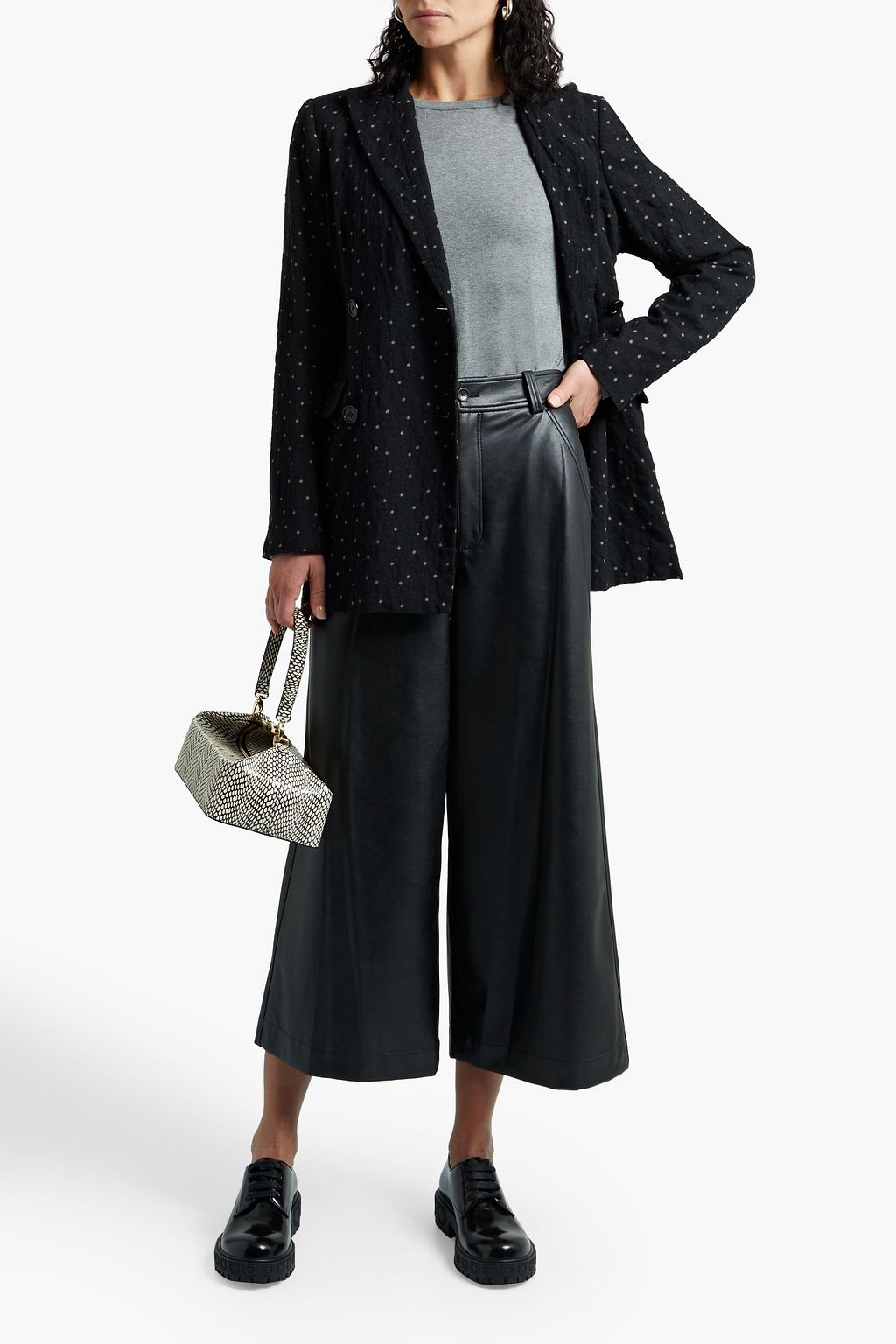 ASPESI Double-breasted polka-dot wool-jacquard blazer