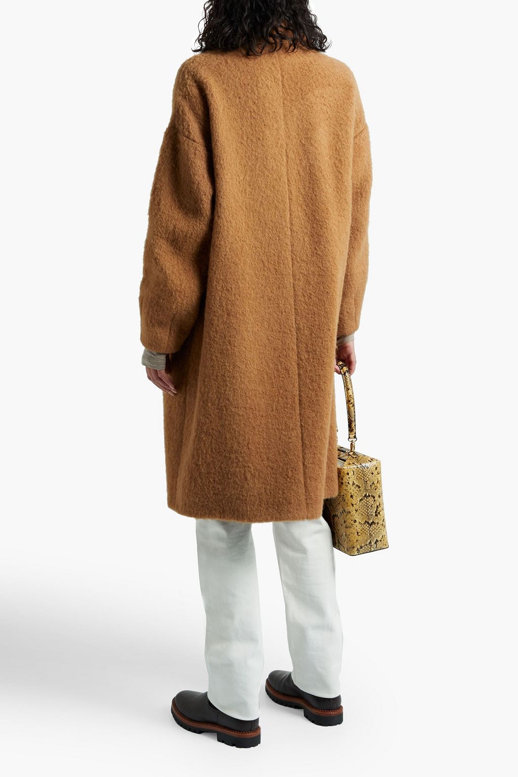 ASPESI Double-breasted brushed alpaca-blend coat