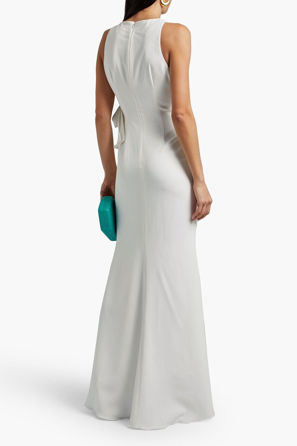 badgley mischka asymmetrical ruffle gown