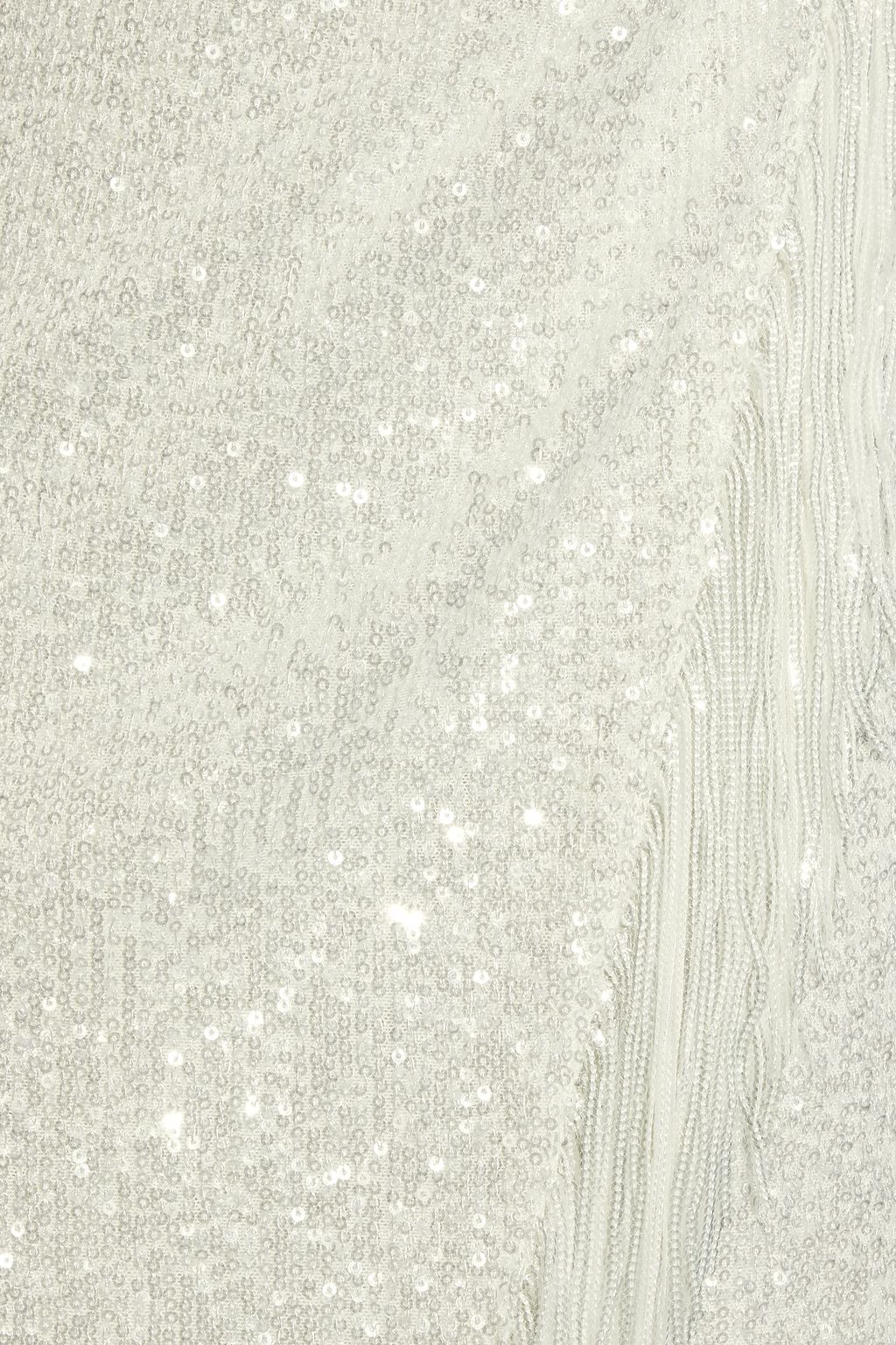 BADGLEY MISCHKA One-shoulder fringed sequined jersey midi dress