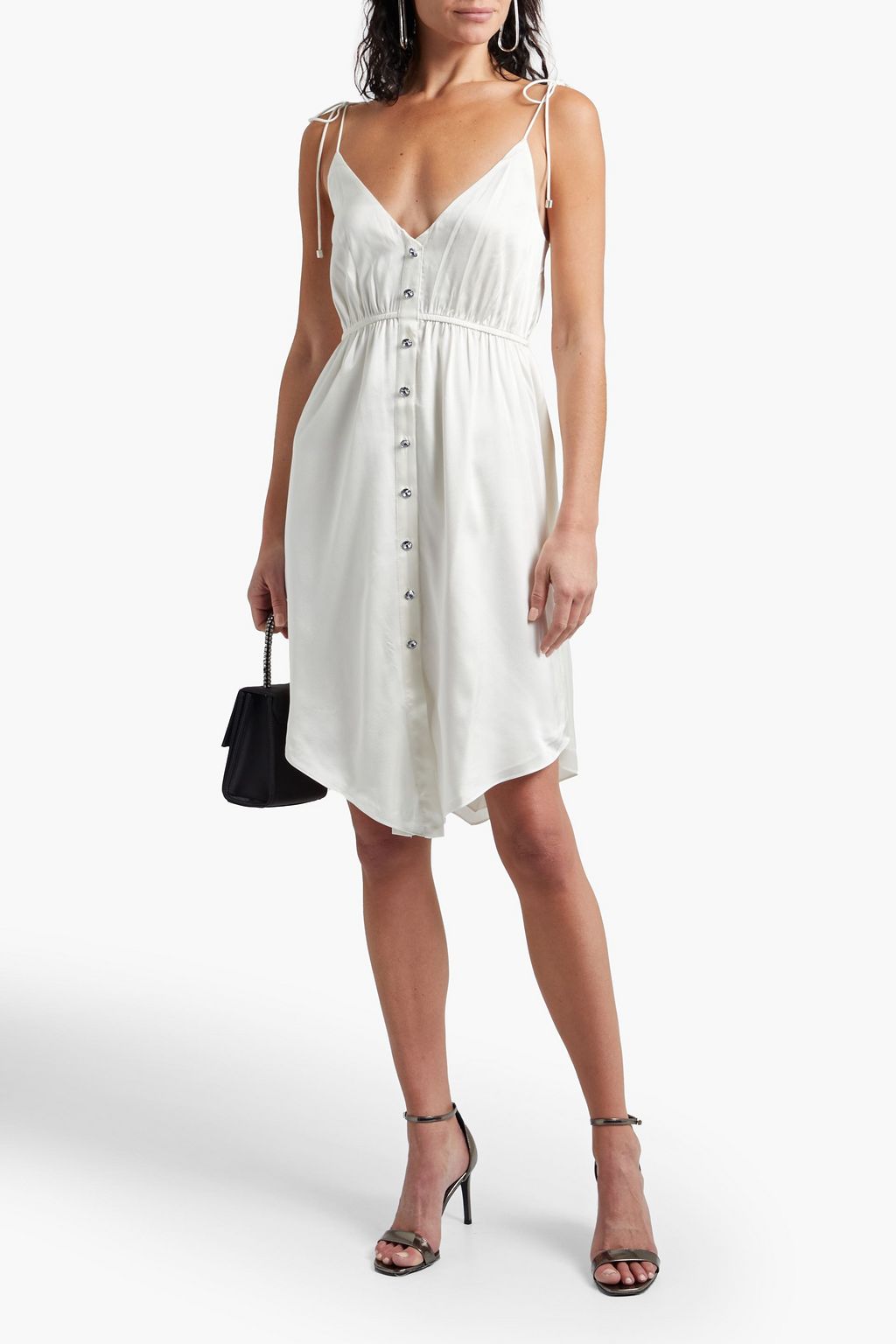 RETROFÊTE Diane gathered silk-blend satin dress