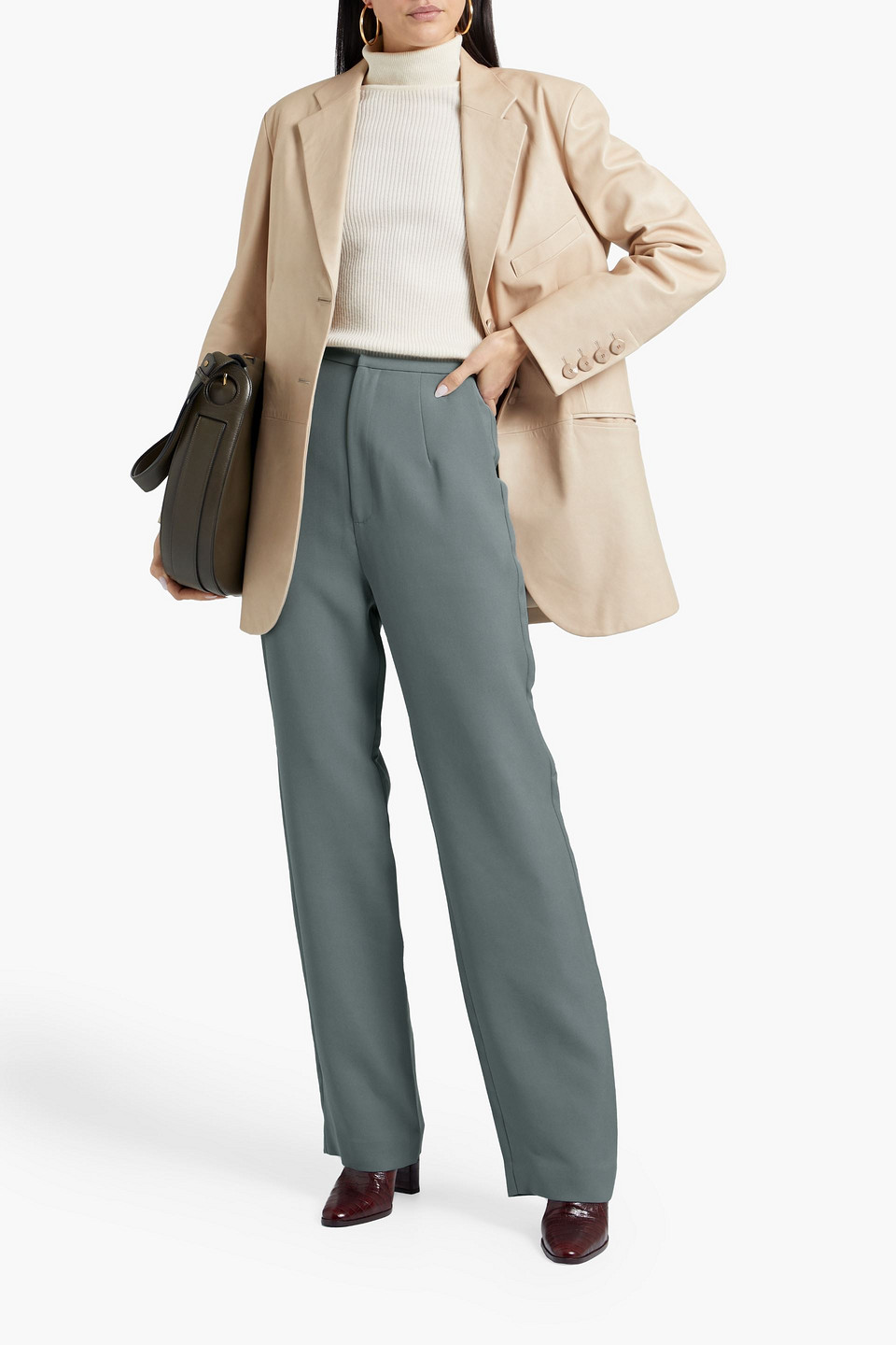 Totême Arles Twill Straight-leg Pants In Gray