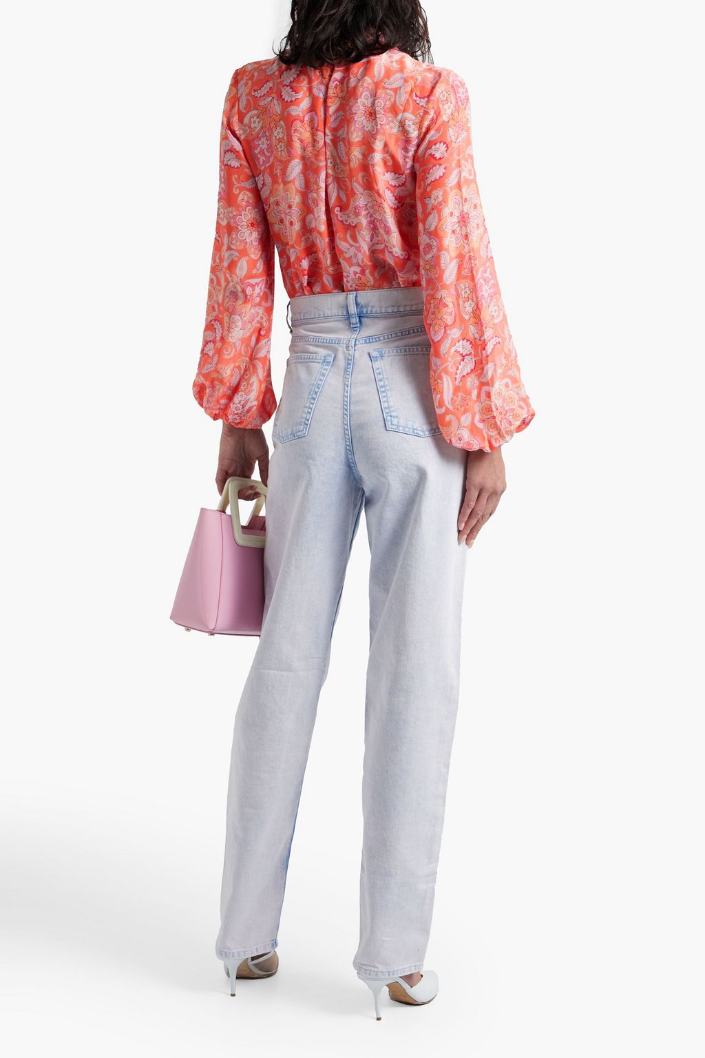 RIXO Moss pussy-bow printed silk crepe de chine blouse