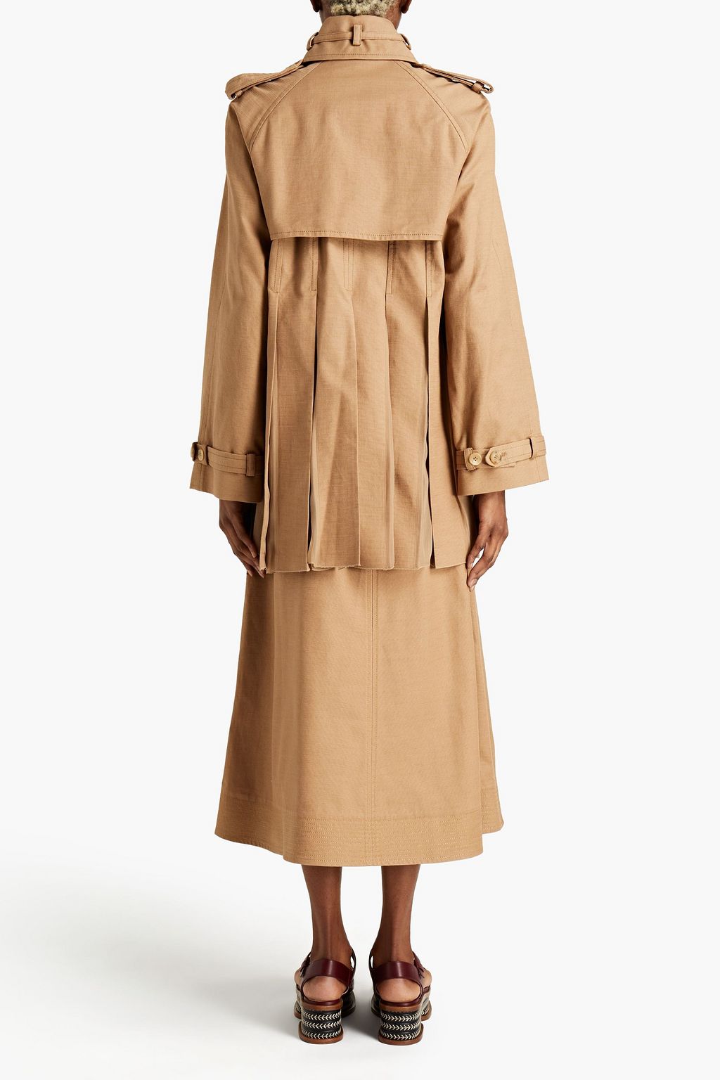 GABRIELA HEARST Alina chiffon-paneled double-breasted cotton-canvas trench coat