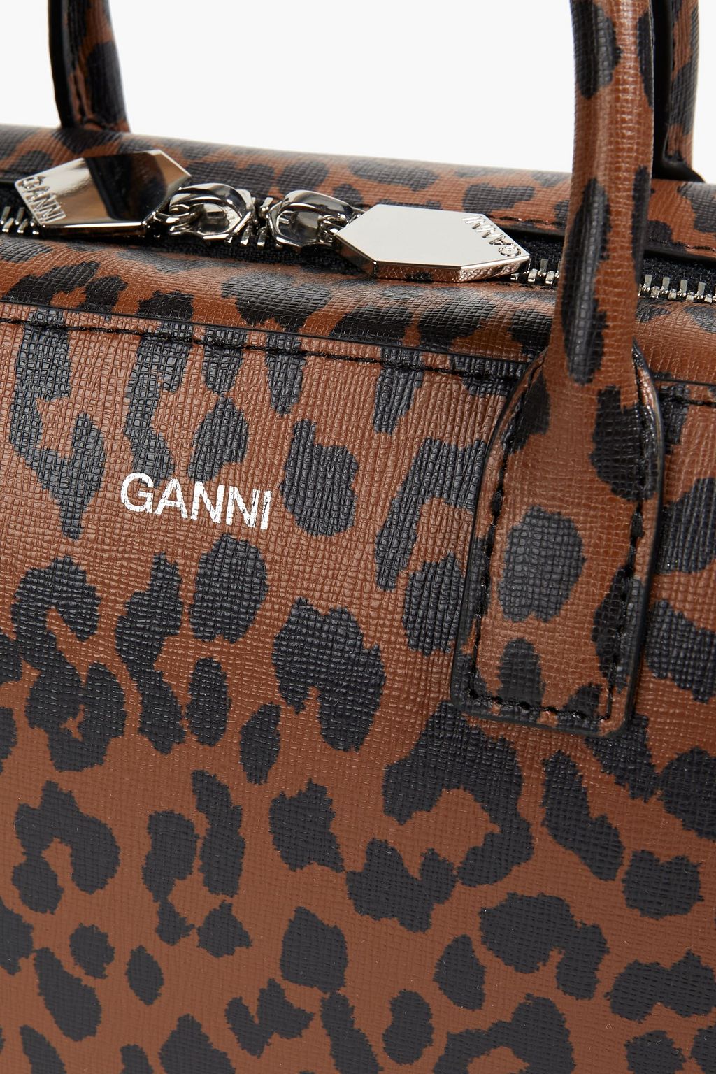 GANNI Polka-dot textured-leather tote