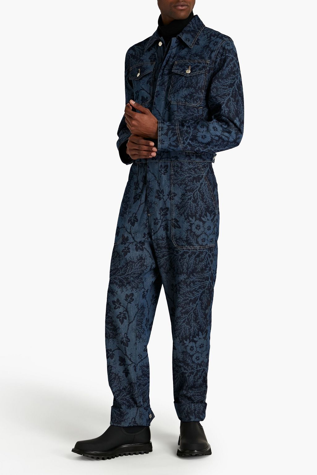 MCQUEEN Printed denim jumpsuit