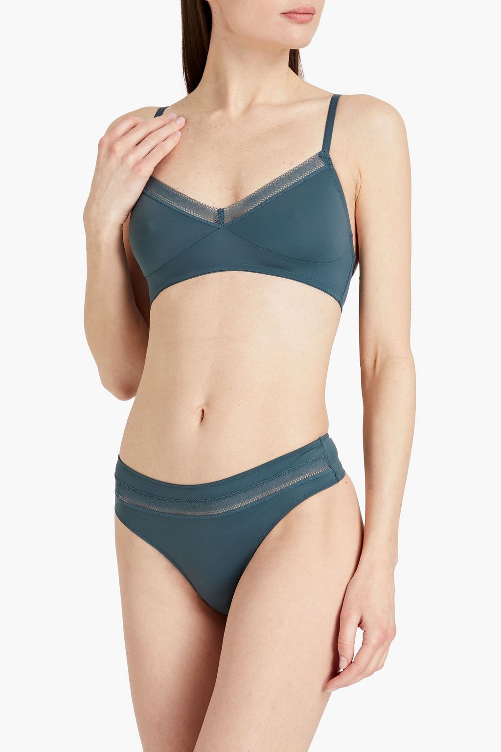 ELSE Nano lace-trimmed stretch-jersey soft-cup bra