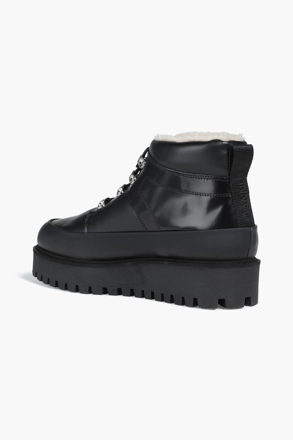 GANNI Leather platform ankle boots