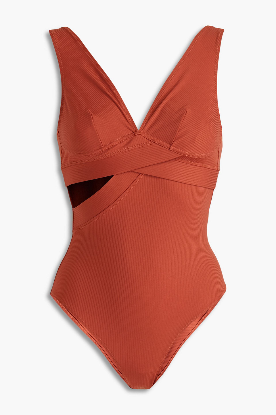 Else Ziggy Cutout Ribbed Swimsuit In Orange