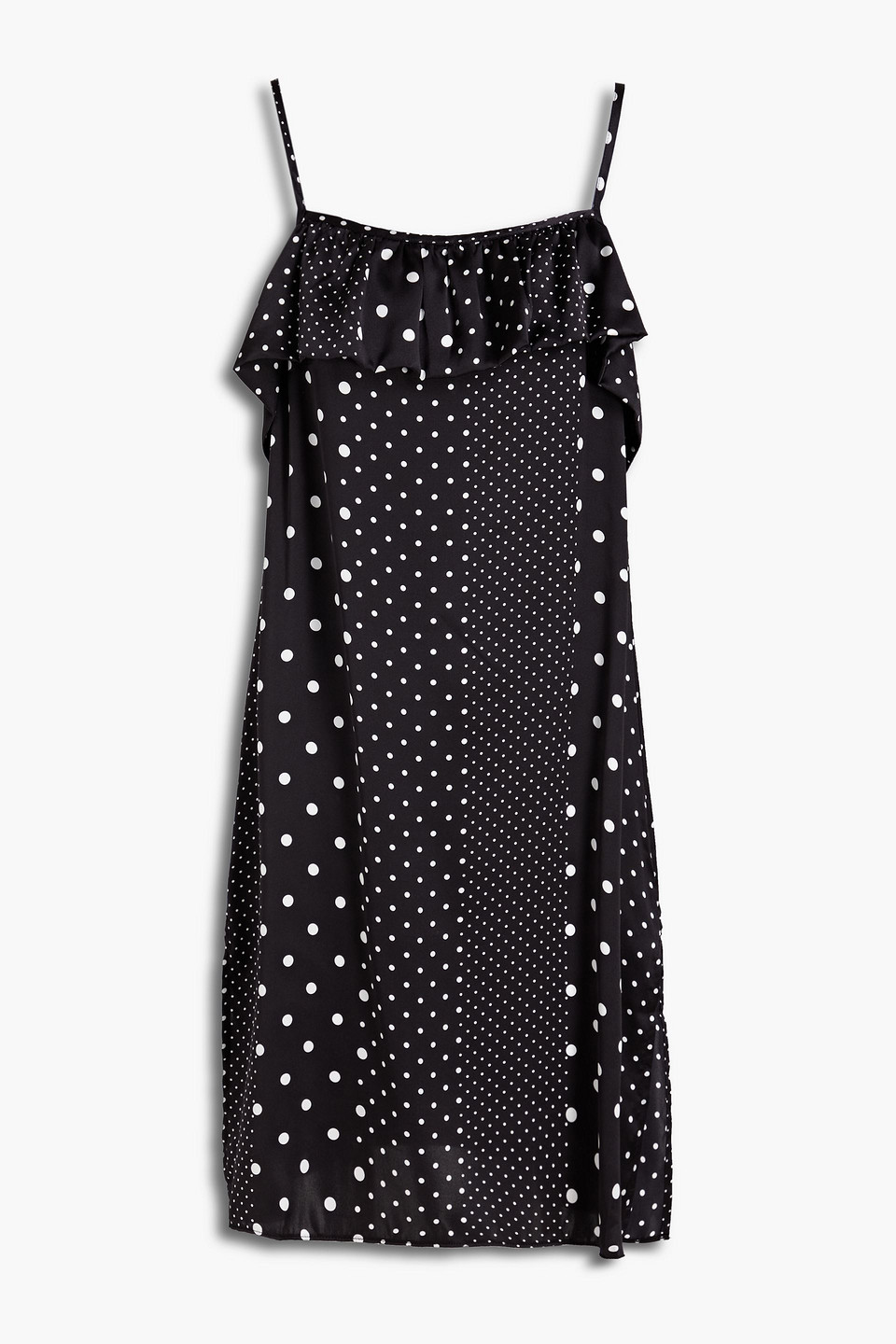 ELSE Ruffled polka-dot silk-satin slip