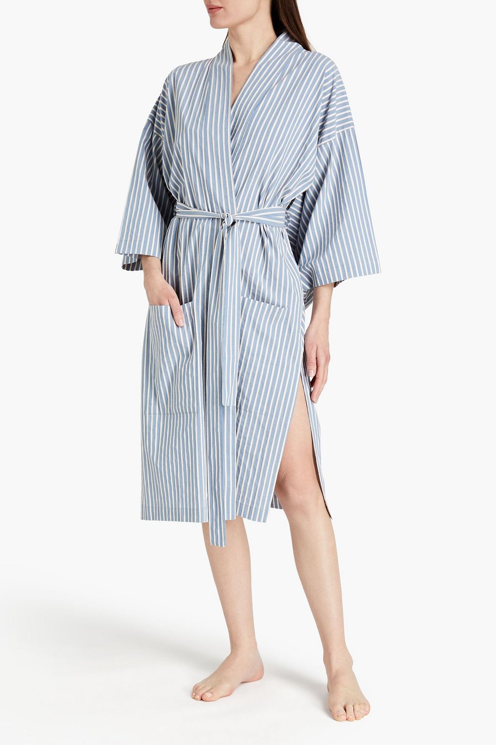 ELSE Hamptons belted striped cotton kimono